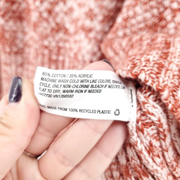 Universal Thread Boho Relax Crosshatch Burnt Orange Henley Pullover Sweater M - Picture 5 of 10